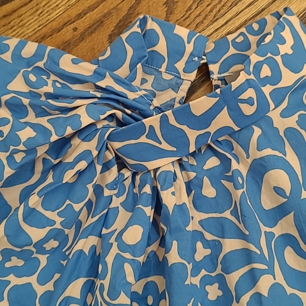 Anthropologie Blue Tassel Floral Blue Top Size XS - Picture 2 of 6